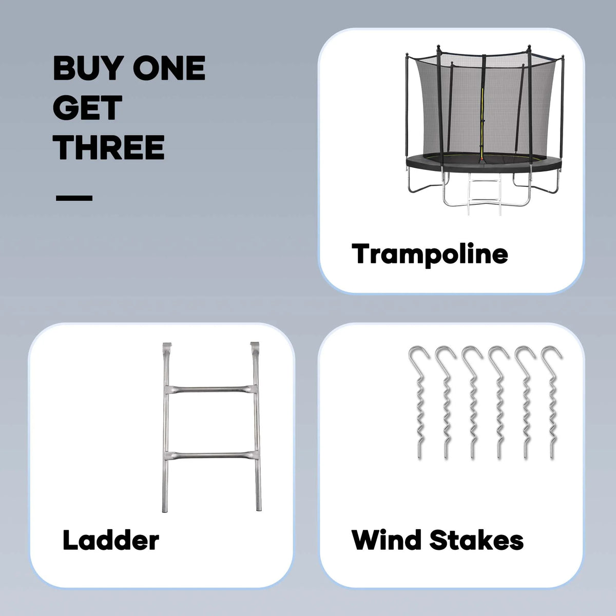 MARNUR Kids' Trampoline 8 ft With Enclosure Net, Ladder And Wind Stakes - 330 lbs Weight Capacity