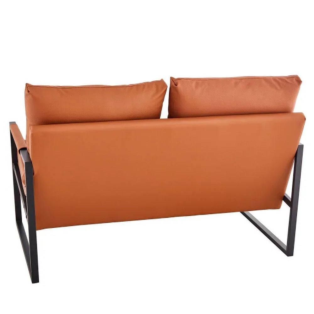 GVJMTKP Two-Seater Sofa Chair With 2 Pillows, PU Leather, Brown - SF-D008-BR