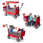 Radio Flyer 3-in-1 All-Terrain EZ Fold Wagon With Canopy, Red And Gray, Air Tires