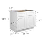Design House Brookings Unassembled Shaker Base Kitchen Cabinet 36x34.5x24, White - 561407