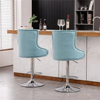 Alexent 2-Piece Swivel Bar Stools, Dark Blue, 43.7-51.6 H, 19.3 W x 18.1 D - Silver Footrest