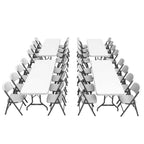 Lifetime 4 8-Foot Rectangle Folding Tables And 32 Chairs Set, White Granite - 80147