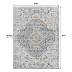 Bohemian Medallion Low-Pile Machine-Washable Area Rug, Cream And Terra