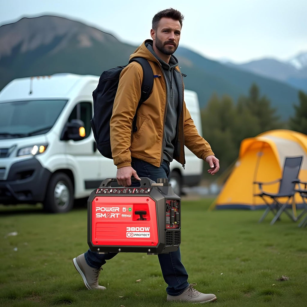 PowerSmart Dual Fuel Inverter Generator, 3800 Watt, 149cc 4-Stroke OHV Engine, RV Ready Outlet