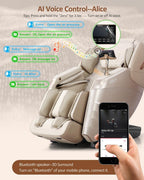RELX Full Body Zero Gravity SL-Track Shiatsu Massage Chair, Cream