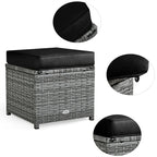 7-Piece Rattan Patio Dining Set With 3 Corner Chairs, 3 Ottomans And Table