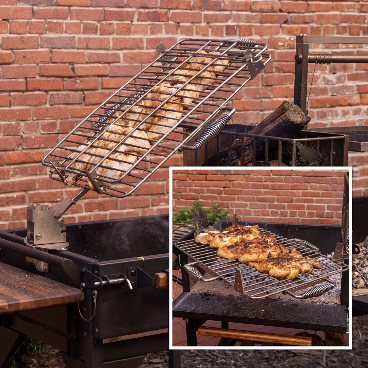 Backyard Discovery Argentine Santa Maria XL Wood Fire & Charcoal Steel Grill, 723 Square Inch - Asado Clamp