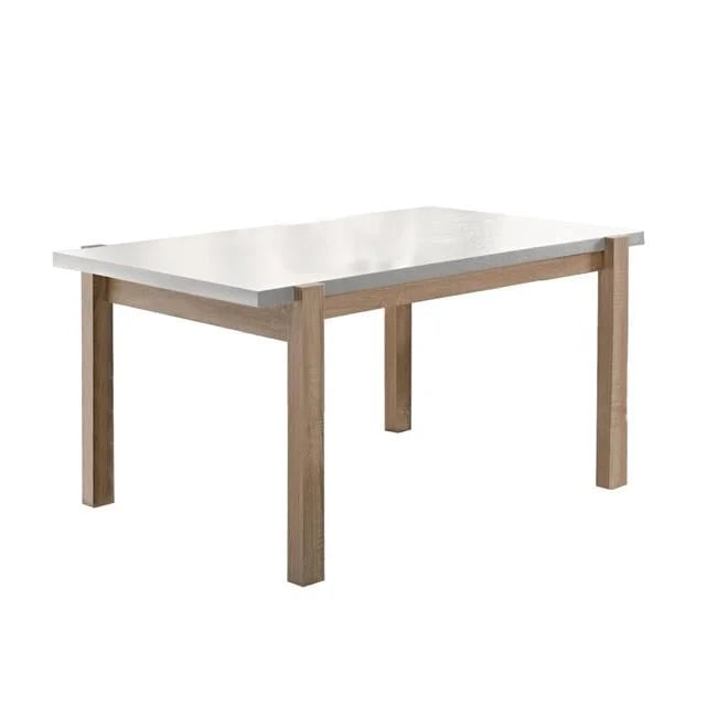 Rectangular Wooden Dining Table With Straight Legs, White & Brown, 30 x 31.5 x 47.25 in