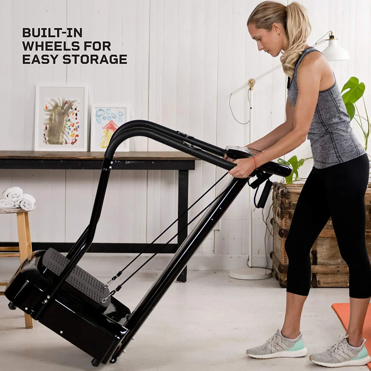 Lifepro Rhythm Vibration Plate Workout Equipment With Resistance Bands, Black