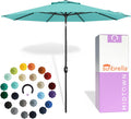 Midtown Umbrellas 9 Ft Patio Umbrella With Sunbrella Fabric, Aruba Canopy, Black Pole, Aluminum Frame And 8 Reinforced Ribs - The Lean
