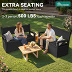 YITAHOME Outdoor Storage Bench With Armrests, 70-Gallon, Black