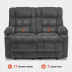 MCombo Power Reclining Loveseat With Heat, Vibration, Cupholders And USB Charge Ports - RS6314