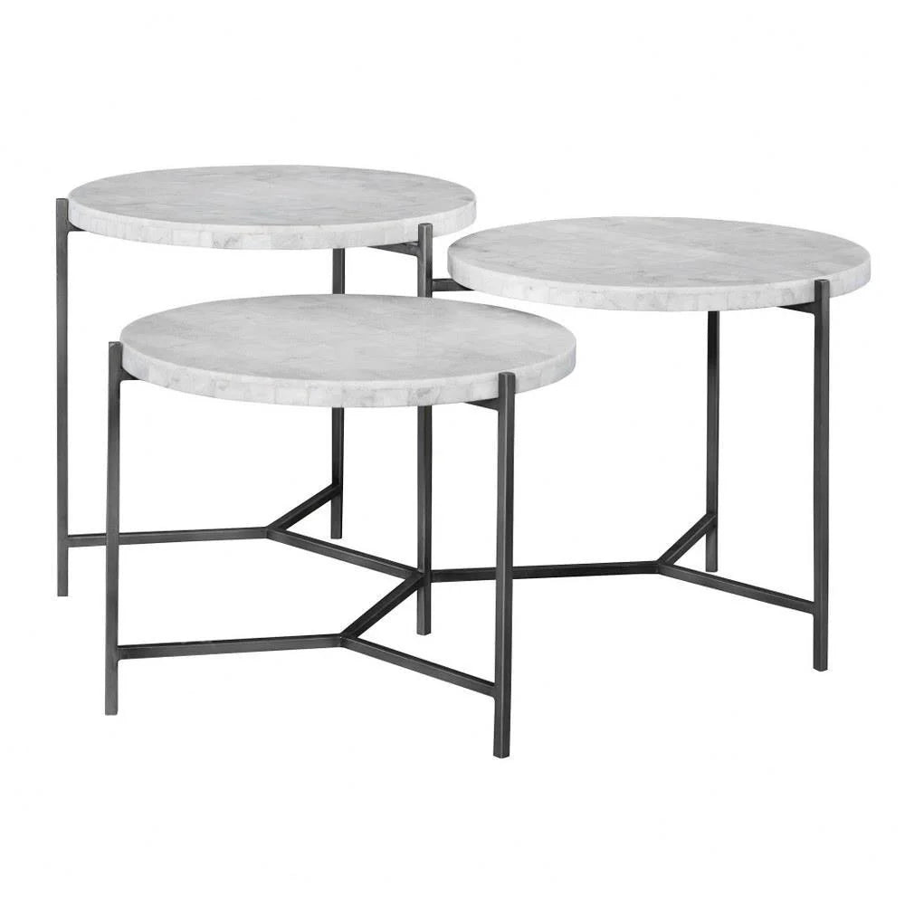 Bailey Street Home 38 inch Tiered Coffee Table, White Venetian Marble/Gunmetal Finish - 208-Bel-3826004