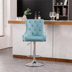 Alexent 2-Piece Swivel Bar Stools, Dark Blue, 43.7-51.6 H, 19.3 W x 18.1 D - Silver Footrest