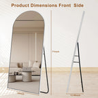 Arched Full Length Floor Mirror With Aluminum Alloy Frame - 65x22, 71x24, 71x28, 71x32