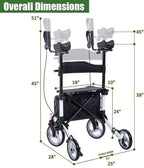 BEYOUR WALKER Upright Rollator Walker With 10 in Front Wheels, Seat, Armrests And 300 Pounds Capacity - White