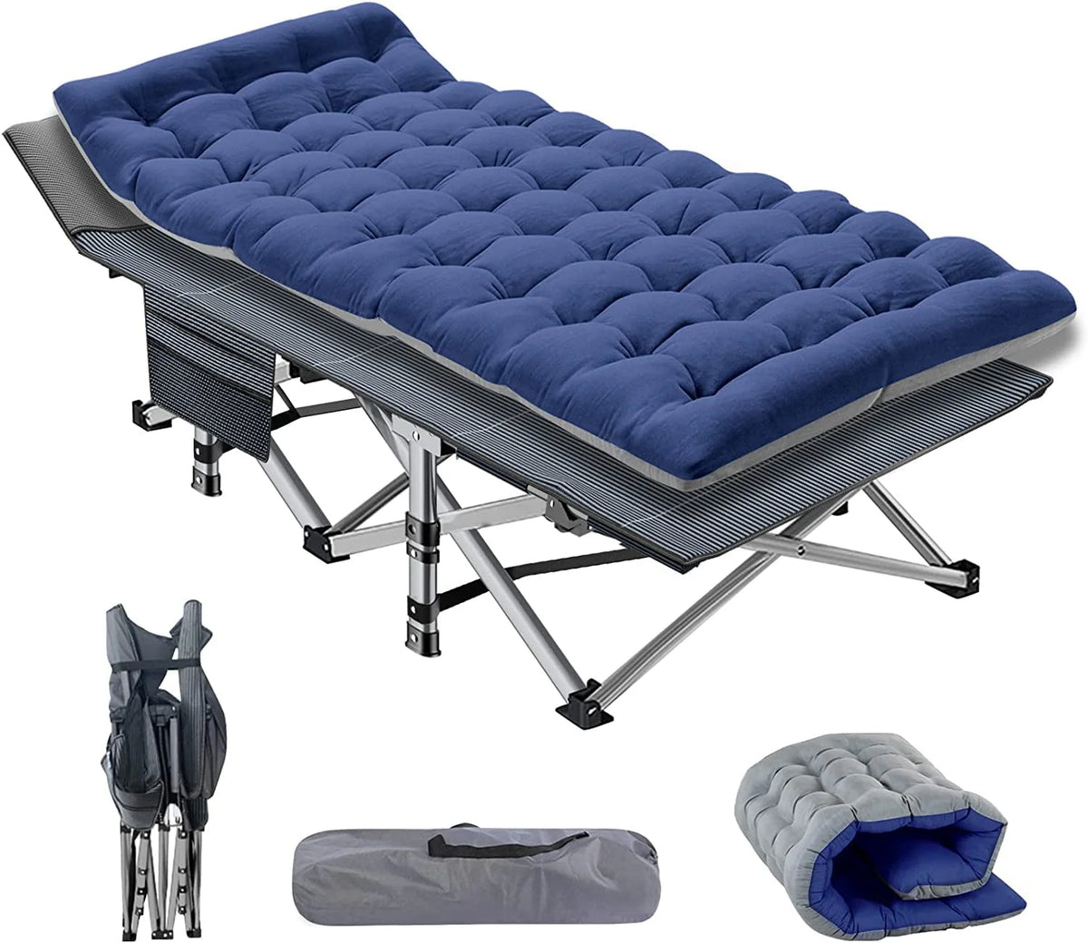 Slsy Folding Camping Cot 2 Pack, 75 x 28 x 14 in, 3.3 Inch 2-Sided Mattress - Carry Bag