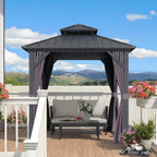 PURPLE LEAF Outdoor Hardtop Gazebo, 8' X 8', Galvanized Steel Double Roof, Aluminum Frame, Grey