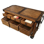 Kitchen Cart With 3 Drawers - Distressed Chestnut