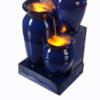 Teamson Home 28.74 in Solar 4-Tier Cascading Bowl Water Fountain With LED Lights - Navy