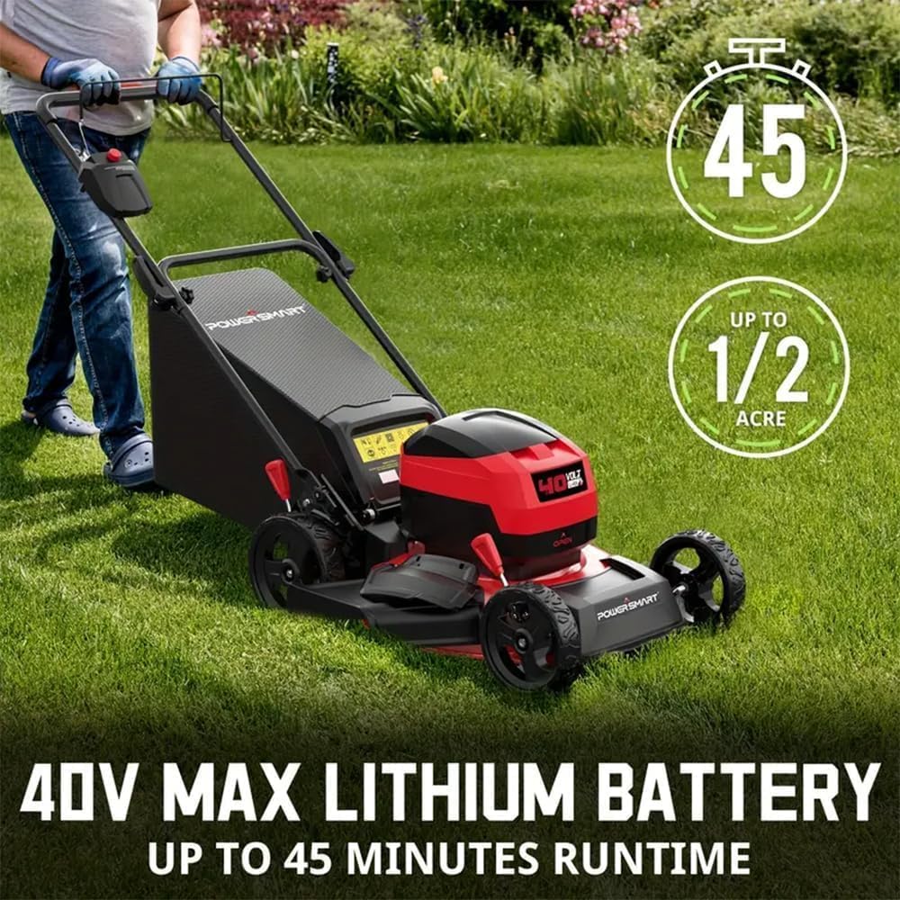 Electric Lawn Mower 40V Cordless 17 Inch 2-In-1 With 4.0Ah Battery - Foldable Handles