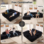 ovios 104in L-Shape Sectional Sofa With Chaise, Grey Plush Corduroy Fabric