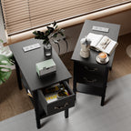Narrow End Table With Charging Station, 2 Drawers, 19.6 in L x 11.8 in W x 23.6 in H, Gray/Black - 1-pcs / 2-pcs
