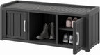 KAMABOKO Outdoor Shoe Storage Cabinet, Black, 2 Doors