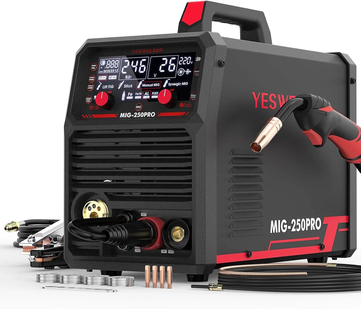 YESWELDER Flux Core MIG/Lift TIG/Stick Welder, 135 Amp, 110V - FLUX-135PRO