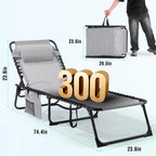 Unovivy Outdoor Chaise Lounge Chairs Set of 2, Grey, 5-Position Reclining Back
