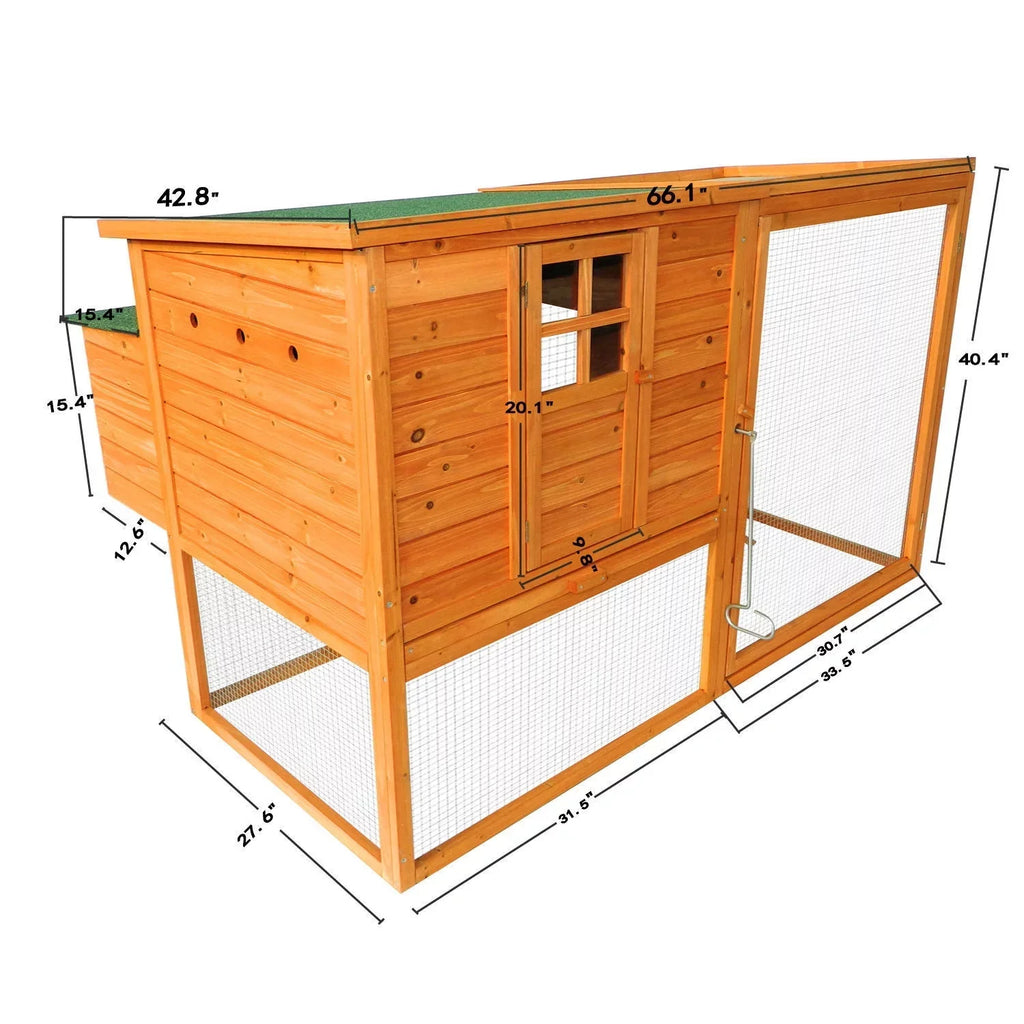 PawHut 64in Large Wooden Chicken Coop Kit With Outdoor Run And Nesting Box