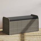 vidaXL Outdoor Poly Rattan Storage Bench With Cushion, Black, 45.3 x 20.1 x 20.5 in