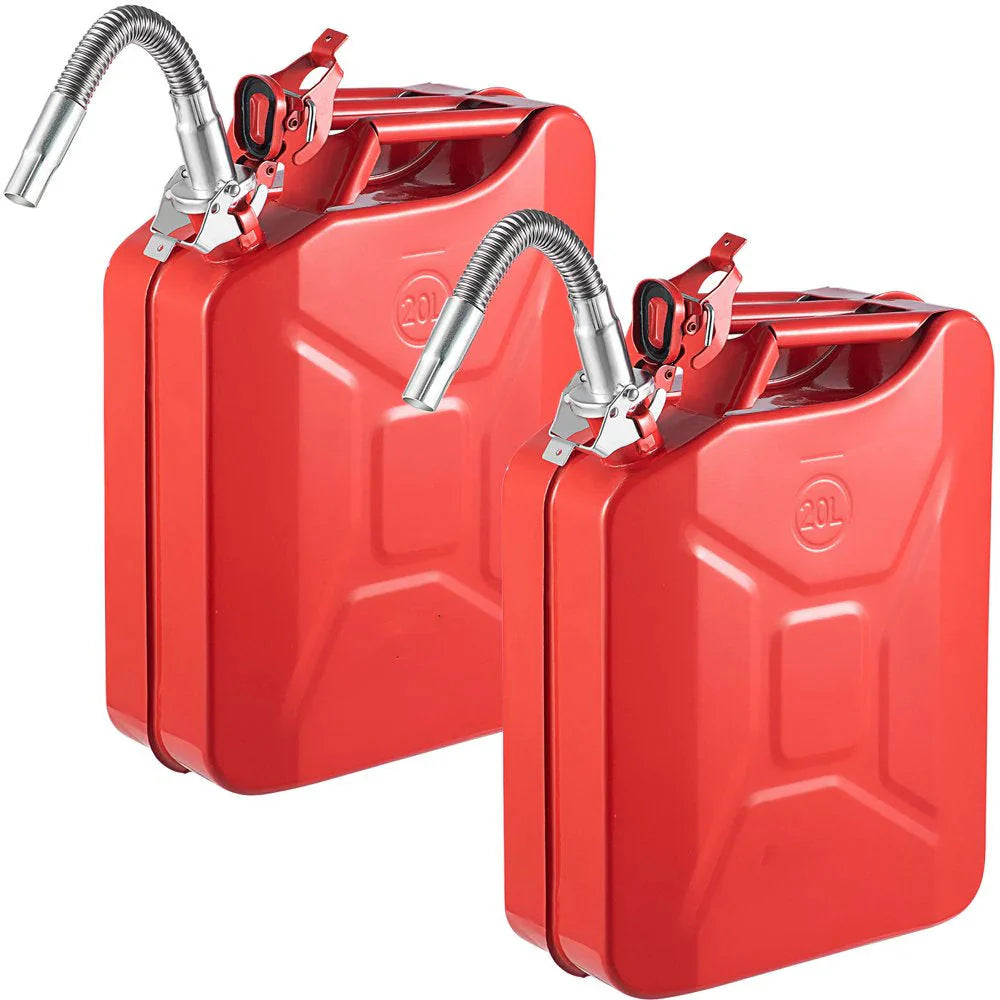 VEVOR Steel Jerry Fuel Can 5.3 Gallon/20 L, 2 Count, Red - 2X20LRED