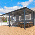 AECOJOY 16 ft x 12 ft Wall-Mounted Hard Top Pergola