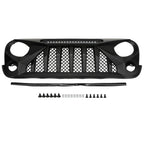 Black Front Grille With LED Off-Road Lights For 07-18 Jeep Wrangler JK - Mars Grille