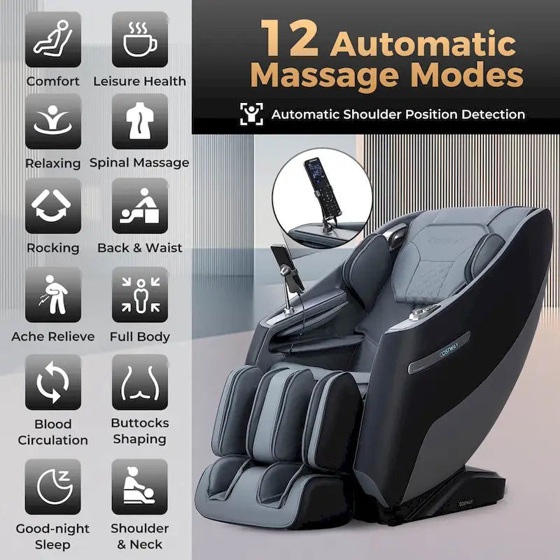 Costway Zero Gravity SL Track Full Body Massage Chair With Waist Heating
