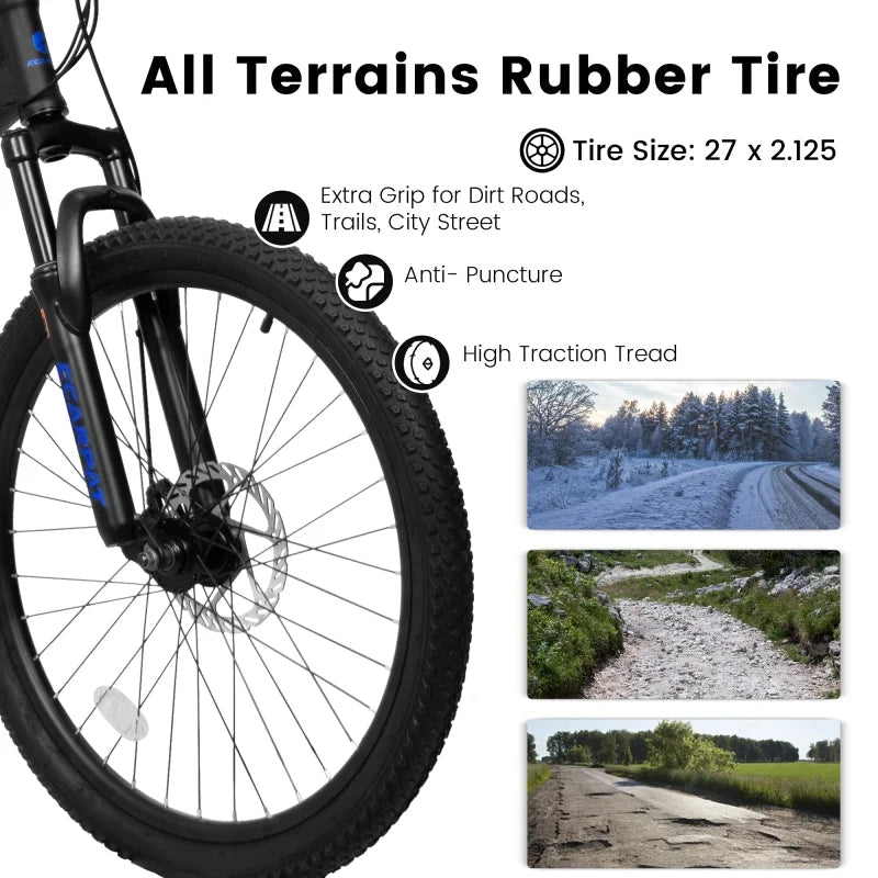 27.5 Inch Full Suspension Mountain Bike With Front And Rear Dual Shock Absorbers, Mechanical Disc Brakes, 21-Speed - A2760
