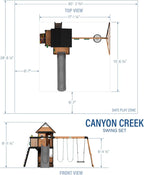 Backyard Discovery Cedar Wood Swing Set With Wave Slide, Clubhouse, Play Kitchen, Belt And Web Swings - Canyon Creek
