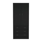 Devali Blue Double-Door Armoire With 3 Drawers And 1 Hanging Rod