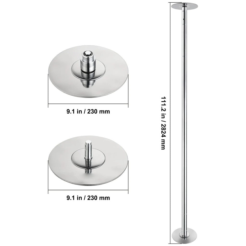 KFFKFF Dance Pole Set, 45mm Stainless Steel, Silver - HM-590S