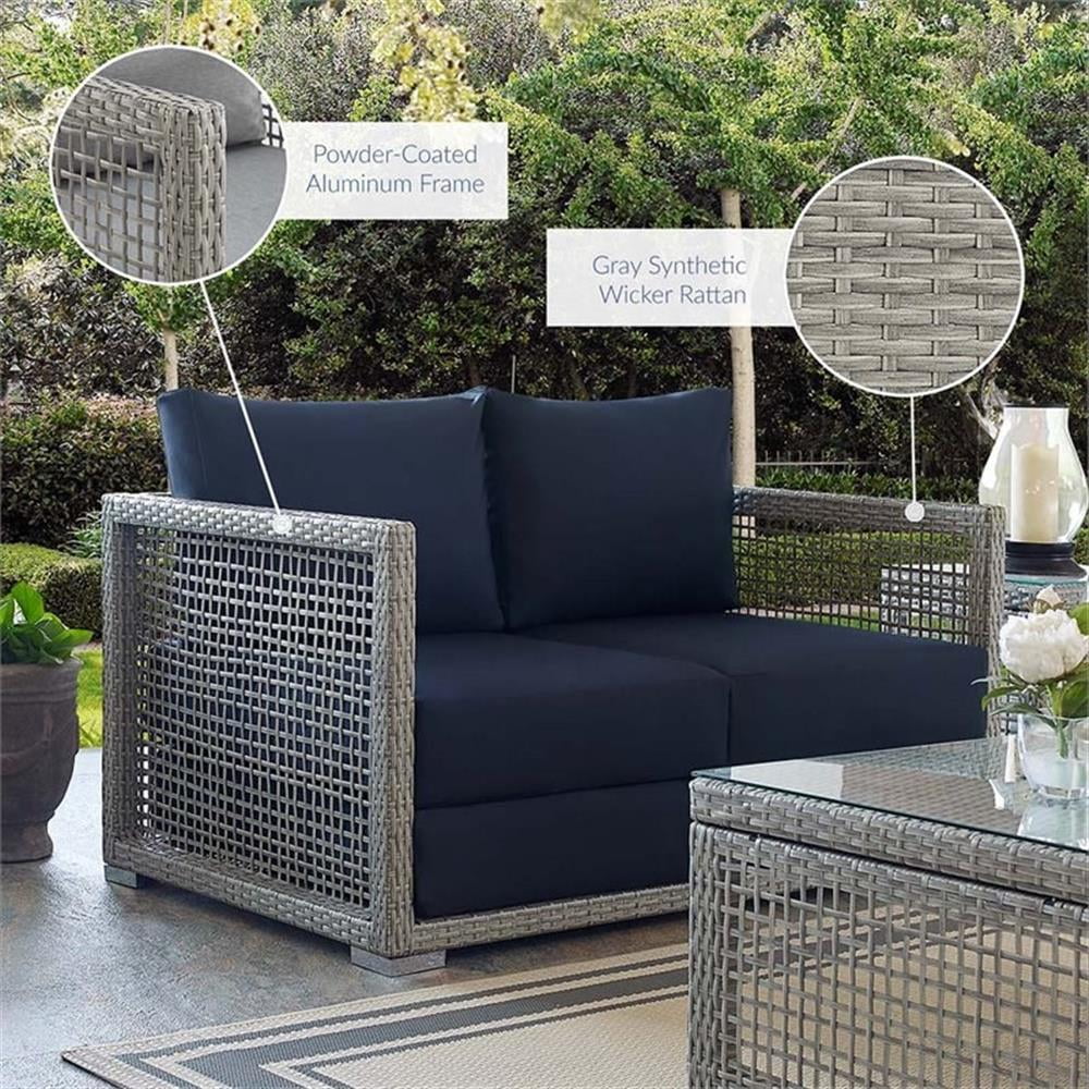 Afuera Living Wicker Patio Loveseat, Gray - 52in W x 32in D