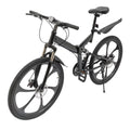Aiqidi 26 Inch 21 Speed Full Suspension Folding Mountain Bike, Black