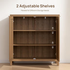 SICOTAS Sideboard Buffet Cabinet, 13.9in D x 68.6in W x 35.4in H, Oak, 2 Pcs