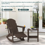 KINGYES Folding Adirondack Rocker Chair Set Of 2 With Footrest And Dual Cup Holders - Black