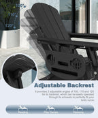 NAVINE Adjustable Folding Adirondack Chair Set Of 2 With Retractable Ottoman, Cup Holder And HDPE