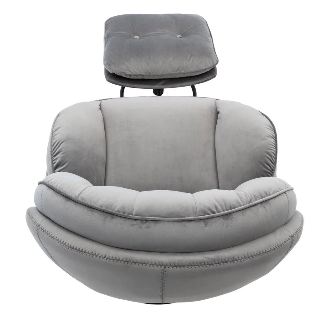 Velvet Swivel Accent Chair With Ottoman Set, Pink, 31.73 x 33.5 x 33.78 Inches