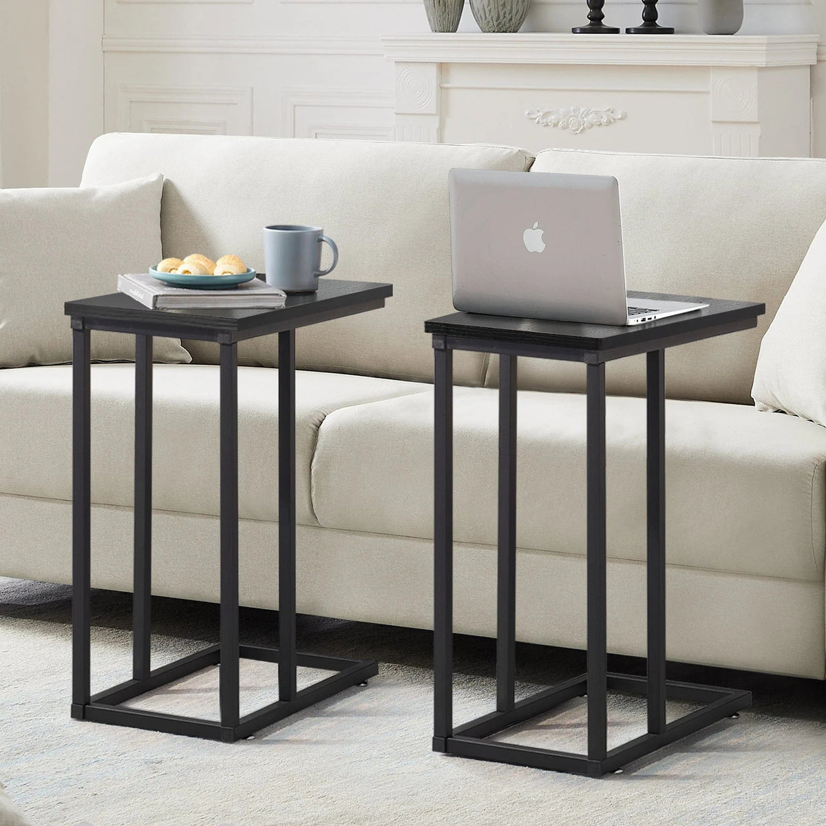 C-Shaped Sofa Side Tables, Set of 2, 11" D x 19" W x 24" H