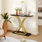 Console Table With Faux Marble MDF Top And Gold Metal Frame