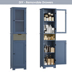 Homfa Tall Narrow Bathroom Storage Cabinet With Door And Drawer, 15.7in L x 11.8in W x 67in H, White