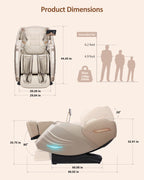 RELX Full Body Zero Gravity SL-Track Shiatsu Massage Chair, Cream